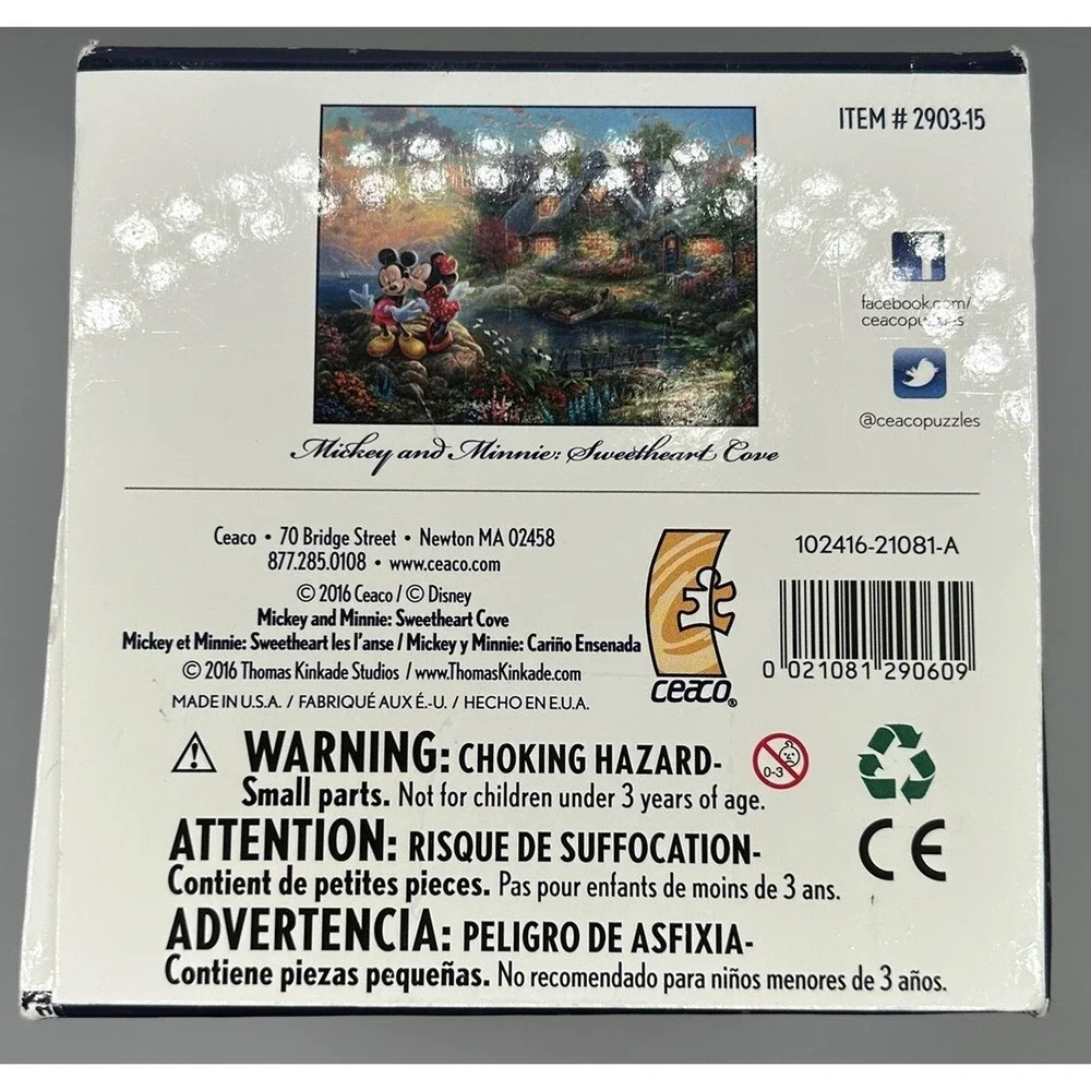 Thomas Kinkade Disney Mickey And Minnie Sweetheart‎ Cove Puzzle 750 Pieces NEW